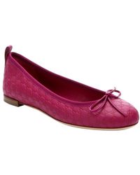 Gucci Fuschia Leather Ssima Ballet Flats - Lyst