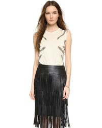 Haute Hippie Embellished Snakes Muscle Tank - Swan/Coal - Lyst