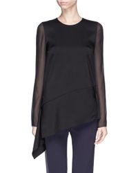 Reed Krakoff Chiffon Sleeve Flounce Hem Top - Lyst