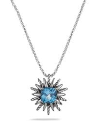 David Yurman Pendant Necklace With Blue Topaz - Lyst