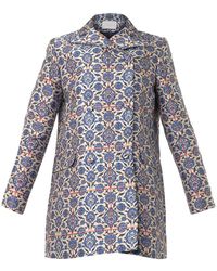 OSMAN Tile-Jacquard Pea Coat - Lyst