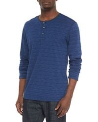 John Varvatos Long-Sleeve Space-Dyed Henley - Lyst