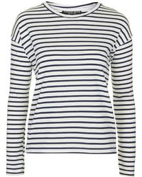Topshop Petite Long Sleeve Striped Top - Lyst
