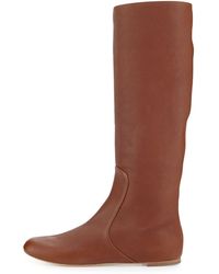 Giuseppe Zanotti Leather Round-Toe Flat Boot - Lyst