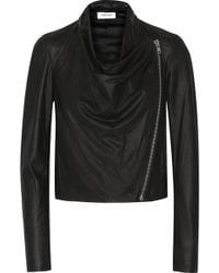 Helmut Lang Draped Leather Biker Jacket - Lyst