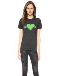 Rodarte Rohearte With Green Heart T-Shirt - Charcoal Grey/Acid Green - Lyst