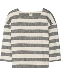 La't By L'agence Woven Striped Cotton-Blend Top - Lyst