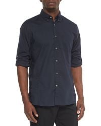 John Varvatos Solid Jacquard Roll-Tab Shirt - Lyst