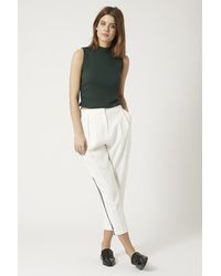 Topshop Ribbed Side Stripe Peg Leg Trousers - Lyst