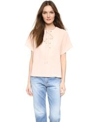 See By Chloé Lace Up Front Top - Peach Whip - Lyst