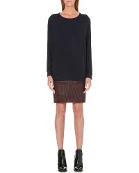 Maje Gifle Leather And Jersey Dress - Lyst