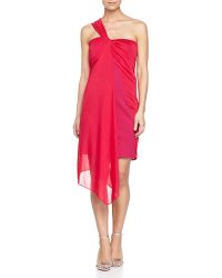Halston Heritage Ponte Dress With Draped Overlay - Lyst