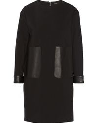 Adam Lippes Leather-Paneled Stretch-Cotton Dress - Lyst