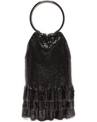 Whiting & Davis Ruffle Double Ring Handle Clutch - Black - Lyst