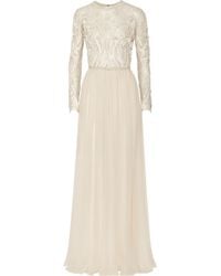 Elie Saab Embroidered Lace And Silk-Blend Georgette Gown - Lyst