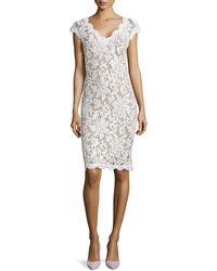 Tadashi Shoji Lace Cap-Sleeve Sequined Cocktail Dress - Lyst