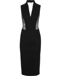 L'Wren Scott Lace-Paneled Wool-Blend Gabardine Dress - Lyst
