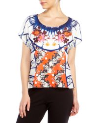 Mink Pink Printed Crepe Tee - Lyst
