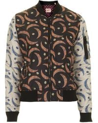 Topshop Leaf Print Bomber Jacket By Schott X - Lyst