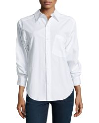 Donna Karan New York Cotton Shirt With Rolled Sleeve Detail - Lyst