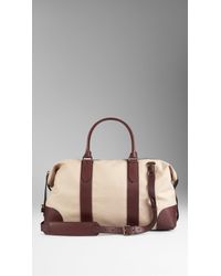 Burberry Canvas And Leather Holdall - Lyst