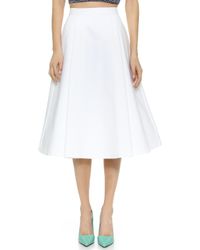 Alice + Olivia Alice + Olivia Box Pleat Midi Skirt - White - Lyst