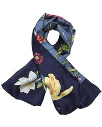 Gucci Blue And Green 'Flora Infinity' Printed Silk Scarf - Lyst