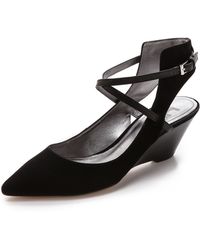 Belle By Sigerson Morrison Wallace Ankle Strap Wedges - Black - Lyst