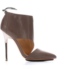 L.a.m.b. Taupe Leather 'Theo' Metallic Stiletto Heel Ankle Booties - Lyst