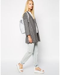 Helene Berman Tweed One Button Swing Coat In Check - Lyst