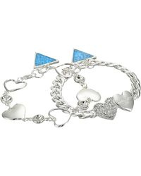 Guess Double Heart Bracelet With Triangle - Lyst