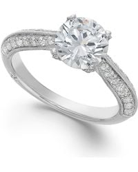 Marchesa Certified Diamond Engagement Ring In 18K White Gold (1-3/8 Ct. T.W.) - Lyst