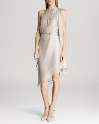 Halston Heritage Dress - One Shoulder Flowing Belted - Lyst