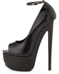 Giuseppe Zanotti Denny Patent Peep-Toe Ankle-Strap Pump - Lyst