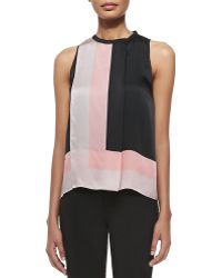 Halston Heritage Sleeveless Scarf-Print Top - Lyst