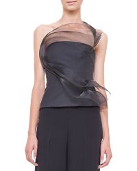 Akris Tulle Wave Asymmetric Bustier Top - Lyst