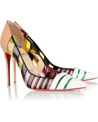 Christian Louboutin Bandy 100 Striped Leather And Pvc Pumps - Lyst