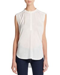 Rebecca Taylor Gathered Silk-Paneled Top - Lyst