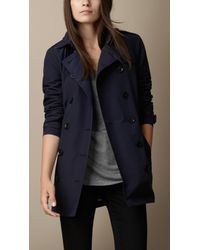 Burberry Leather Trim Technical Cotton Trench Coat - Lyst