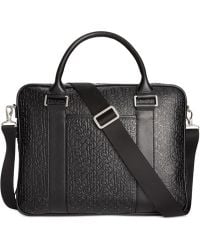 Calvin Klein Logo Embossed Saffiano Leather Attache - Lyst