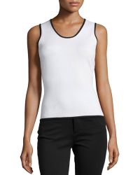Carolina Herrera Knit Shell W/ Scalloped Trim - Lyst
