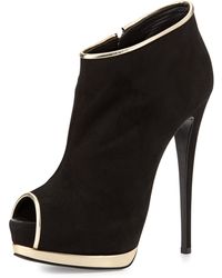 Giuseppe Zanotti Suede Metallic Trim Platform Bootie - Lyst