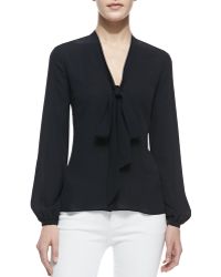 Michael Kors Long-Sleeve Tie-Front Top - Lyst