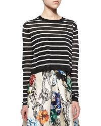 Tibi Nautical-Stripe Cropped Pullover Sweater - Lyst