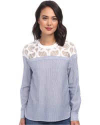 BCBGMAXAZRIA Jasmyn Lace Yoke Striped Shirt - Lyst