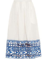 Sea Embroidered Cotton Skirt - Lyst