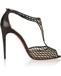 Christian Louboutin Tiny 100 Leather And Lace Sandals - Lyst