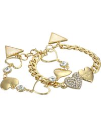 Guess Double Heart Bracelet With Triangle - Lyst