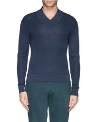 elbow wool sweater canali patches merino lyst suede patch