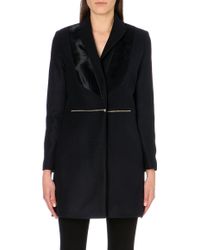 Maje Wool And Pony Skin Coat - Lyst